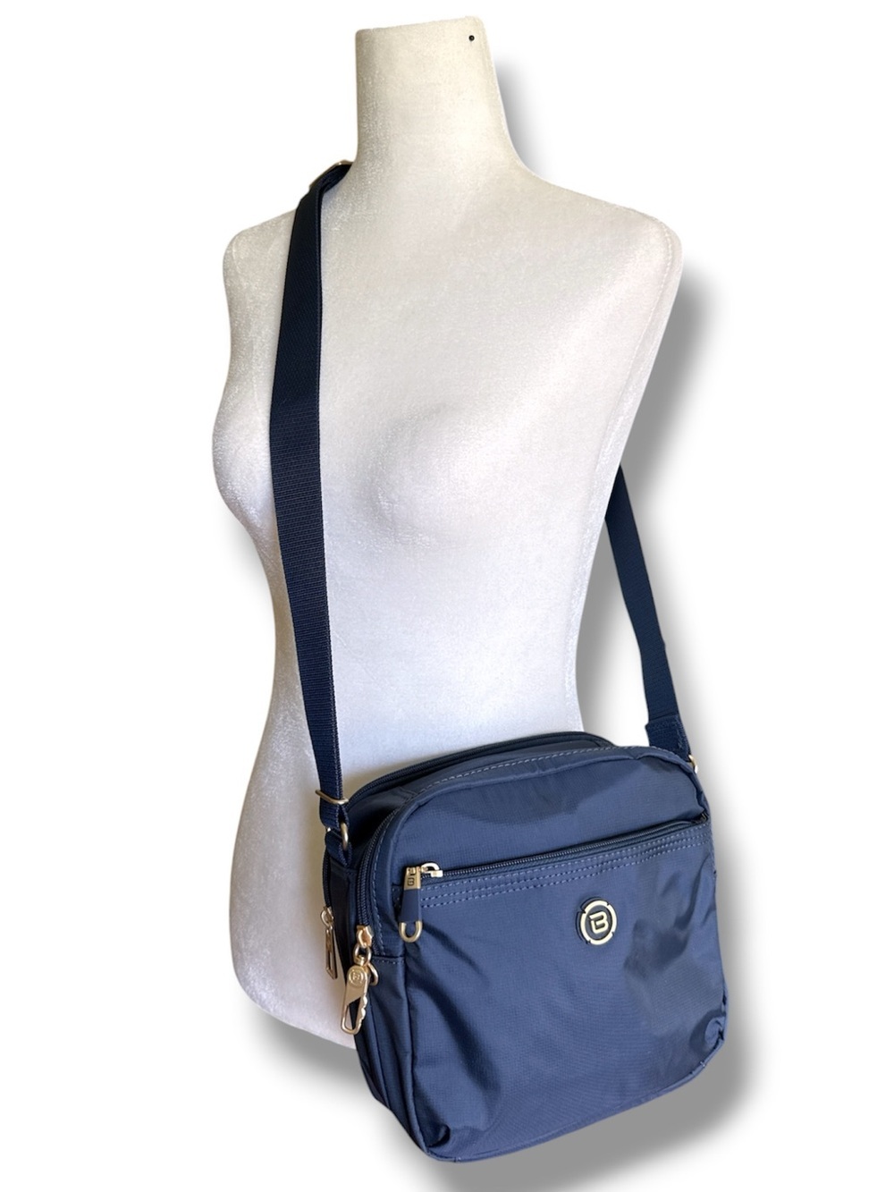 Beside‑u Anti‑Theft Crossbody Bag Navy with Gold Accents
